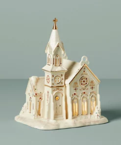 Lenox Mistletoe Park Light-Up Village Church Figurine Home Décor