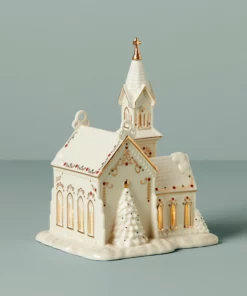 Lenox Mistletoe Park Light-Up Village Church Figurine Home Décor