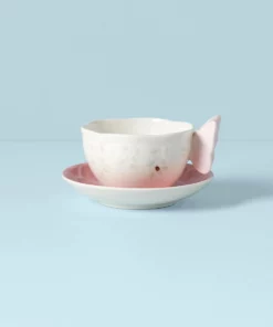 Lenox Butterfly Meadow Figural® Pink Cup And Saucer Dinnerware
