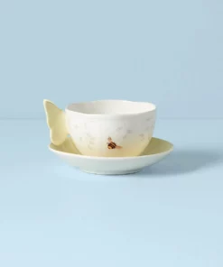 Lenox Butterfly Meadow Figural Yellow Cup And Saucer