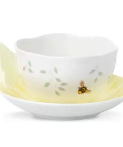 Lenox Butterfly Meadow Figural Yellow Cup And Saucer