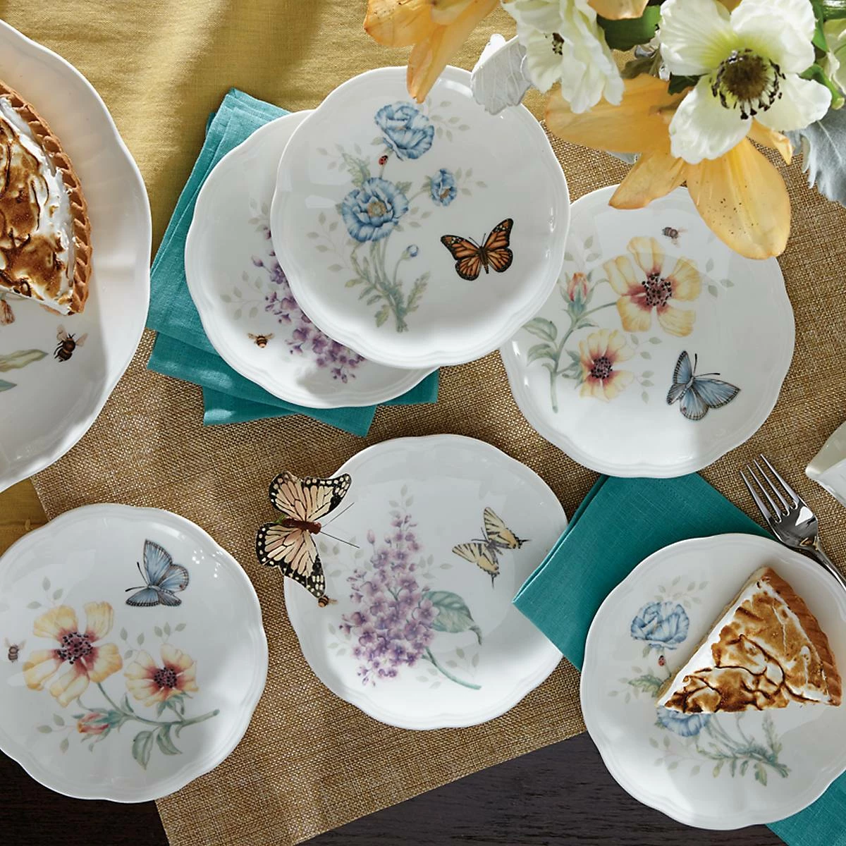 Lenox Dinnerware Butterfly Meadow 6-Piece Tidbit Plate Set