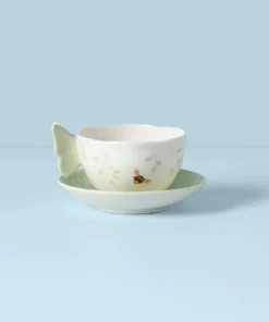 Lenox Butterfly Meadow Figural Green Cup And Saucer