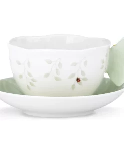 Lenox Butterfly Meadow Figural Green Cup And Saucer