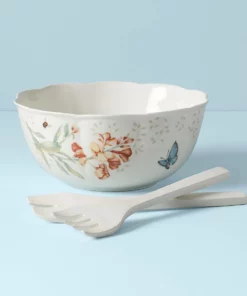Lenox Dinnerware Butterfly Meadow Salad Bowl & Servers
