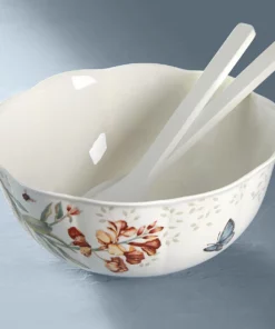 Lenox Dinnerware Butterfly Meadow Salad Bowl & Servers