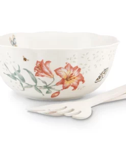 Lenox Dinnerware Butterfly Meadow Salad Bowl & Servers