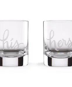 Kate Spade Drinkware Two Of A Kind "His And Hers" 2-piece DOF Glass Set