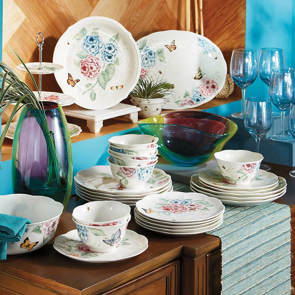 Lenox Butterfly Meadow Hydrangea® 16" Oval Platter Dinnerware