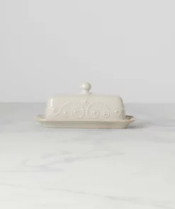 Lenox French Perle White™ Covered Butter Dish
