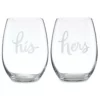 Kate Spade Drinkware Two Of A Kind "His" And "Hers" 2pc Stemless Wine