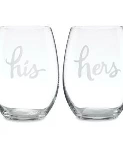 Kate Spade Drinkware Two Of A Kind "His" And "Hers" 2pc Stemless Wine