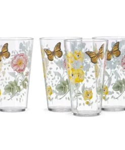 Lenox Butterfly Meadow Acrylic 4-Piece Highball Glass Se Drinkware