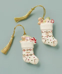 Lenox Forever Friends Stocking 2-Piece Ornament Set Personalized Ornaments
