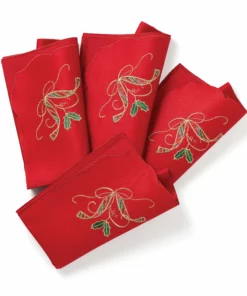Lenox Holiday Nouveau Red 4-Piece Cloth Napkin Set Table Linens