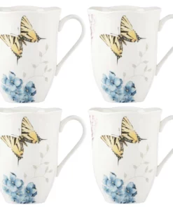 Lenox Butterfly Meadow Hydrangea 4-piece Mug Set
