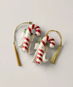 Lenox Forever Friends Candy Cane 2-Piece Ornament Set Personalized Ornaments