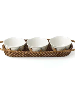 Lenox Butterfly Meadow Rattan Hors D'oeuvres With Bowls