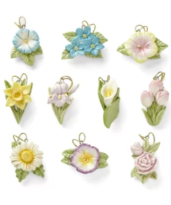 Lenox Ornament Trees Celebrate Flowers 10-Piece Ornament Set