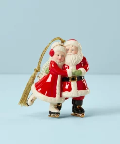 Lenox Décor Ice Skating Santa And Mrs. Claus Ornament
