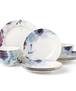 Lenox Indigo Watercolor Floral 12-Piece Dinnerware Set