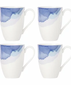 Lenox Indigo Watercolor Stripe™ 4-piece Mug Set Dinnerware