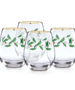 Lenox Drinkware Holiday™ 4-piece Stemless Wine Glasses