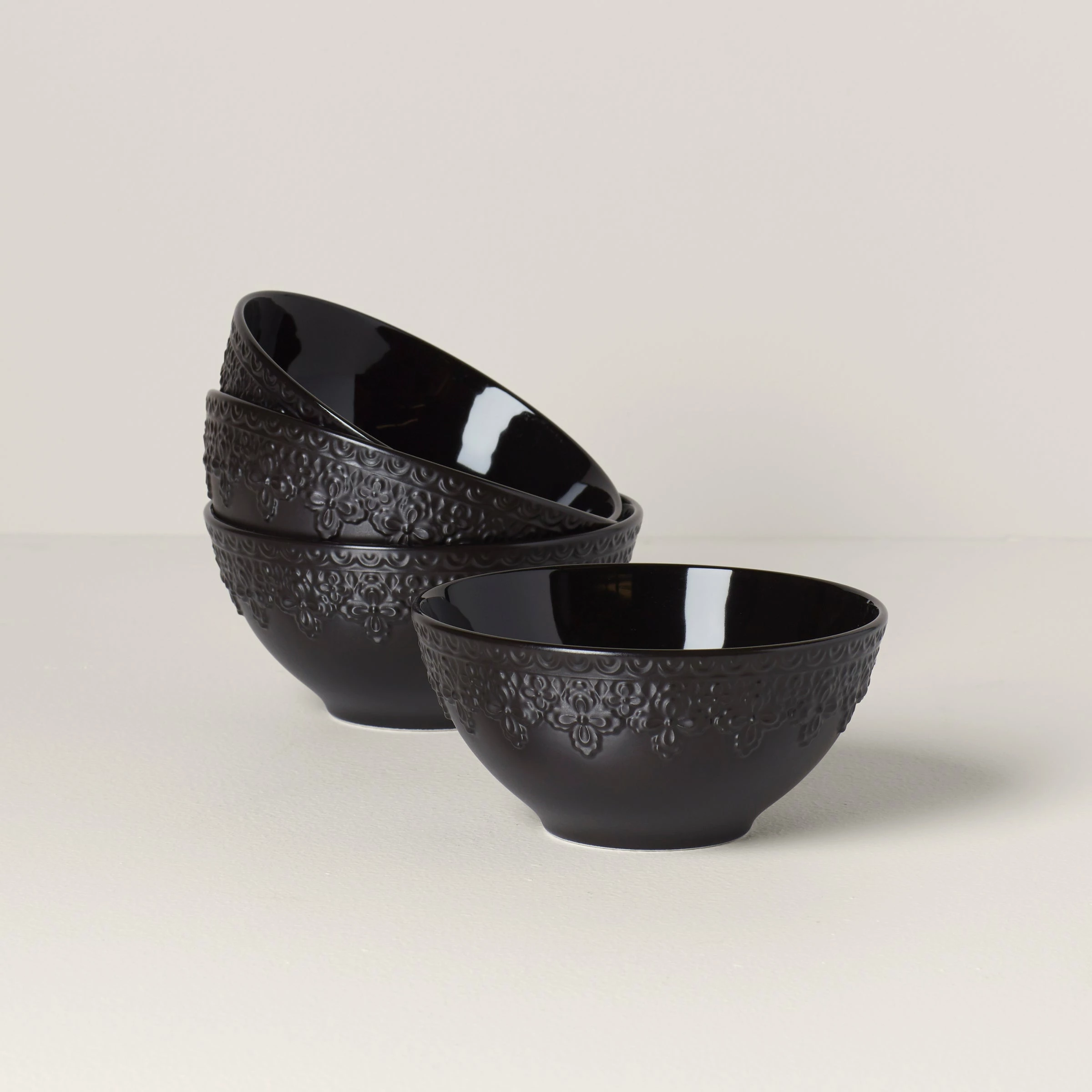 Lenox Chelse Muse Fleur Matte Black 4-Piece Bowl Set