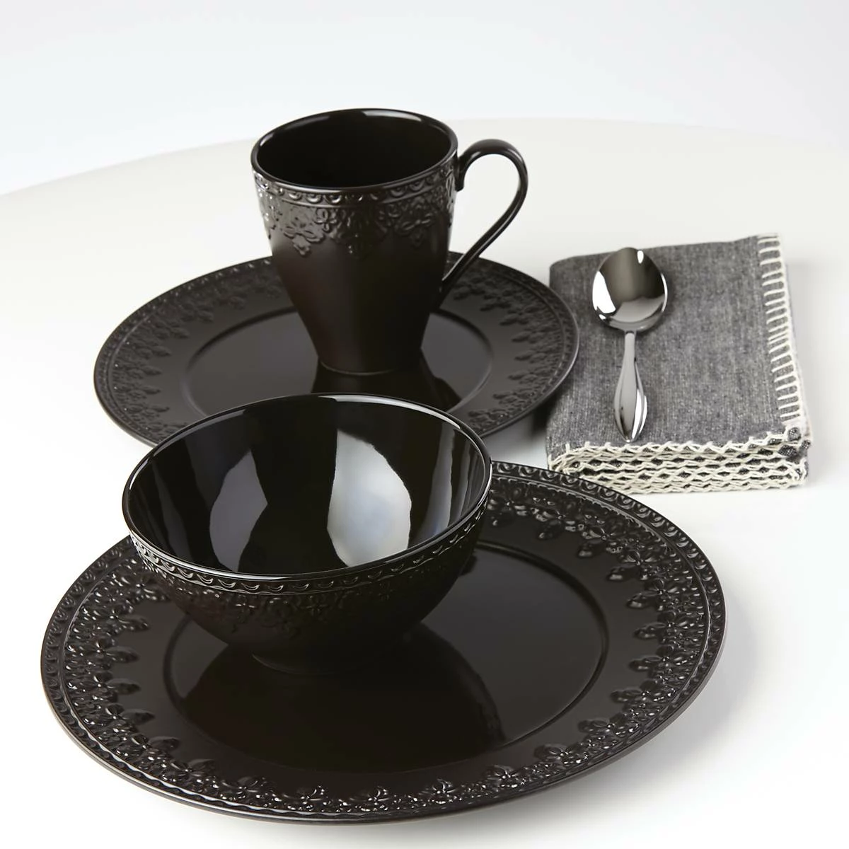 Lenox Chelse Muse Fleur Matte Black 4-Piece Bowl Set