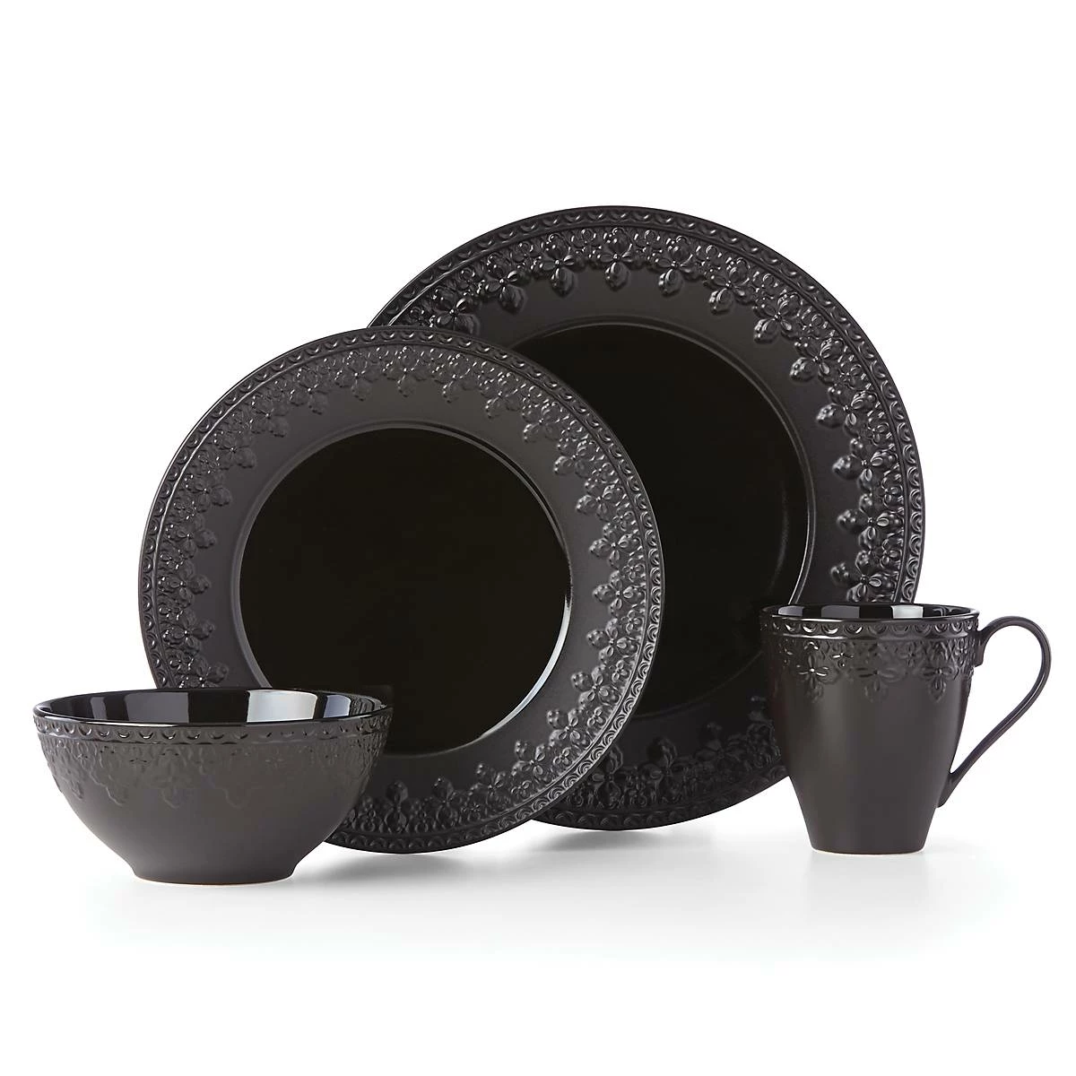 Lenox Chelse Muse Fleur Matte Black 4-Piece Bowl Set