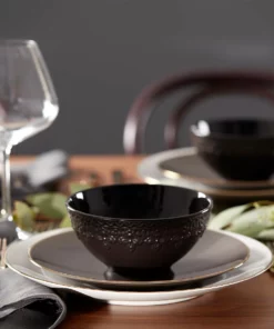 Lenox Chelse Muse Fleur Matte Black 4-Piece Bowl Set