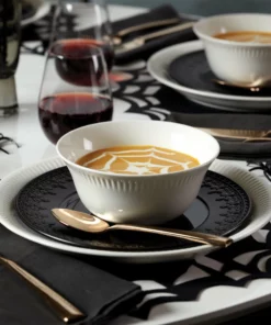 Lenox Chelse Muse Fleur Matte Black 4pc Dinner Plate Set