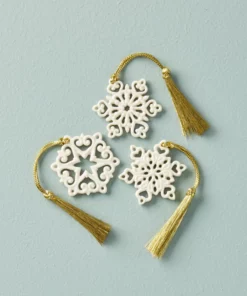 Lenox For The Family Mini Snowflake 3-Piece Ornament Set