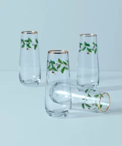 Lenox Drinkware Holiday™ Stemless 4-piece Flute Set