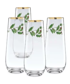 Lenox Drinkware Holiday™ Stemless 4-piece Flute Set
