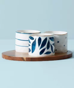 Lenox Blue Bay™ 4-piece Snack Bowl & Tray Set Dinnerware