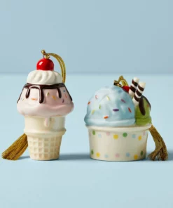 Lenox Forever Friends Ice Cream 2 Piece Ornament Set Personalized Ornaments