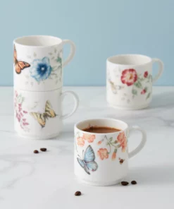 Lenox Butterfly Meadow 4-Piece Stacking Mug Set Dinnerware