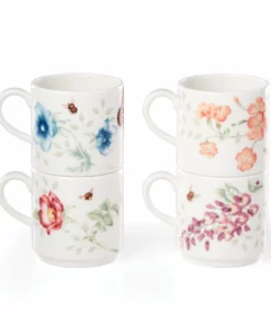 Lenox Butterfly Meadow 4-Piece Stacking Mug Set Dinnerware