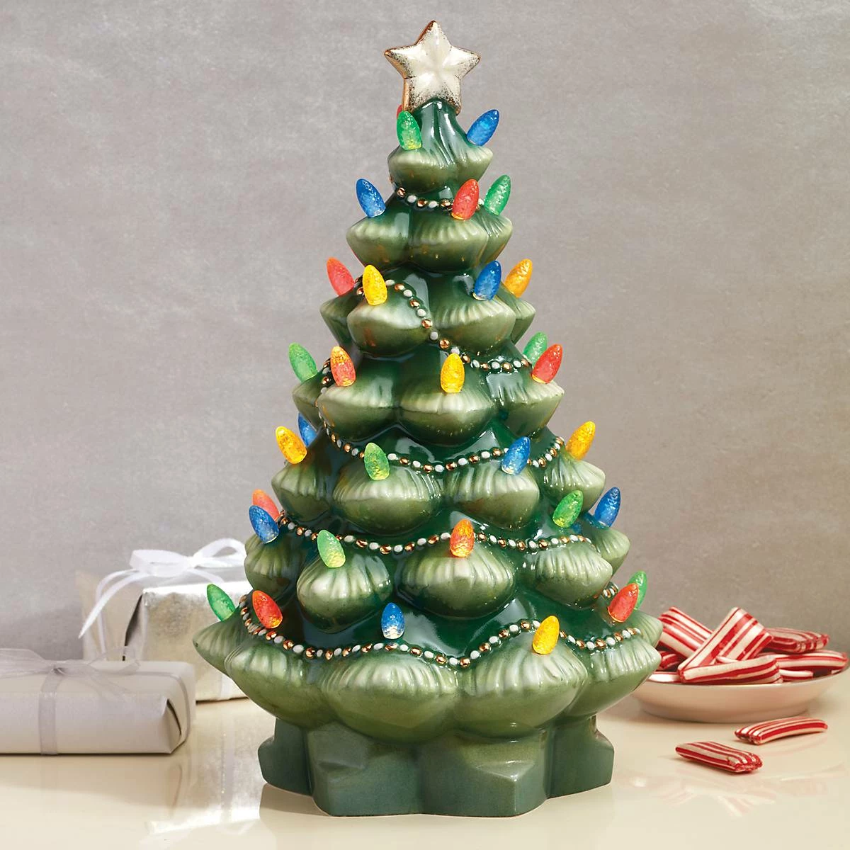 Lenox Treasured Traditions Green Light-Up Tree Figurine