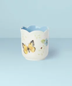Lenox Butterfly Meadow Scalloped Blue Geranium Candle
