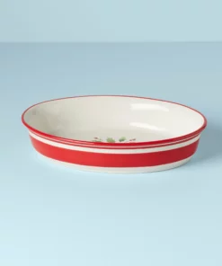 Lenox Holiday Handpaint Stripe Oval Dish