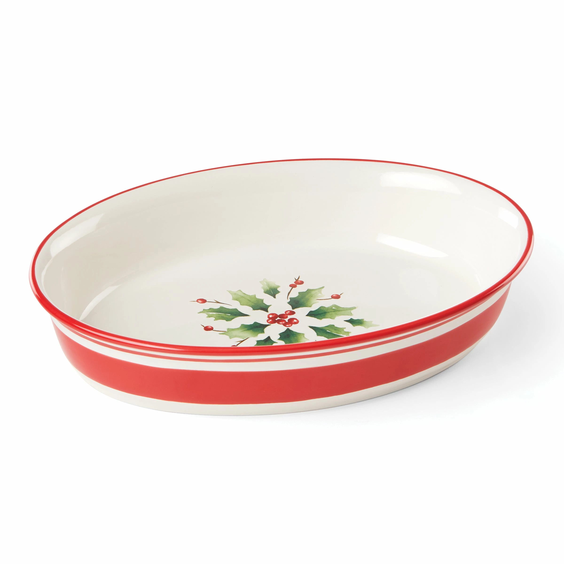Lenox Holiday Handpaint Stripe Oval Dish