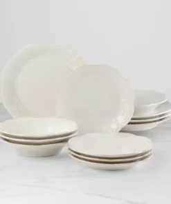 Lenox French Perle 12-Piece Plate & Bowl Dinnerware Set