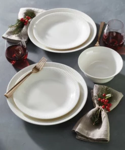 Lenox Profile White Porcelain 4-Piece Dinner Plate Set Dinnerware