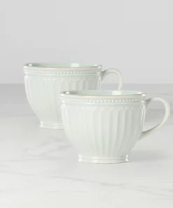 Lenox French Perle Groove 2-Piece Latte Mug Set