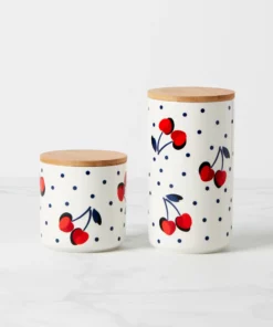 Kate Spade Vintage Cherry Dot 2-Piece Canister Set Kitchen