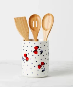 Kate Spade Vintage Cherry Dot 4-Piece Utensil Crock Set Kitchen