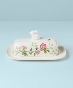 Lenox Dinnerware Butterfly Meadow Bunny Covered Butter Dish