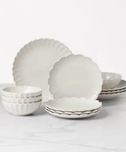 Lenox French Perle Scallop 12-Piece Dinnerware Set